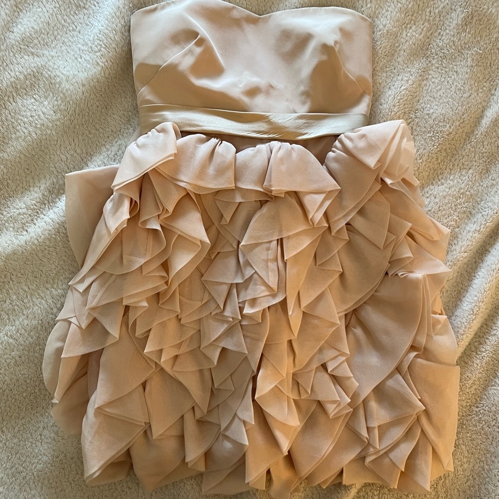 Marchesa pink mini ruffle dress